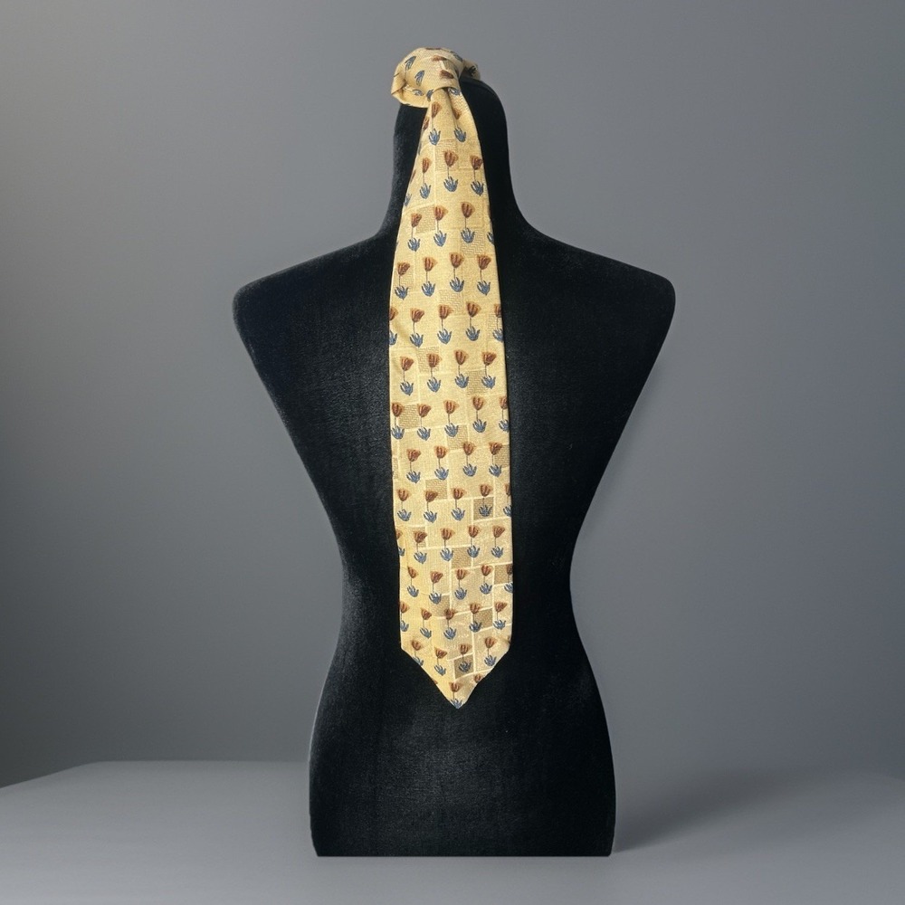 Ermenegildo Zegna ‎ 100% Silk necktie for Men Gold With Textured Design